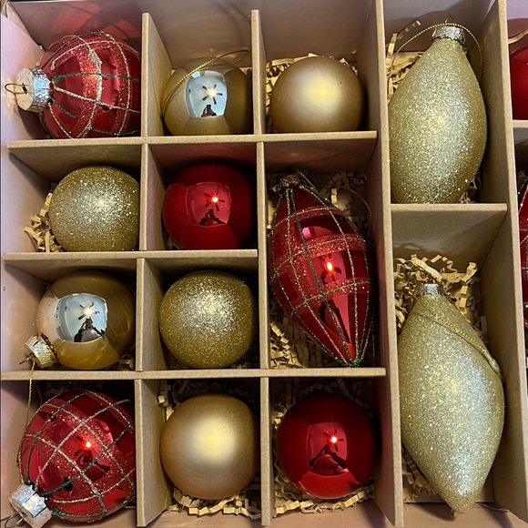 Rachel Zoe Red and Gold Multi Shaped Glass Ornaments, 24 PC - Picture 4 of 4